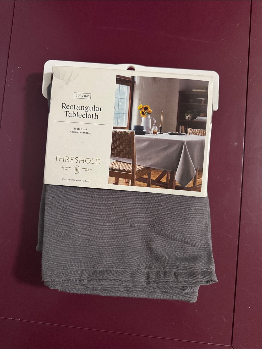 Threshold Gray Rectangular Tablecloth - Solid Dining Linen